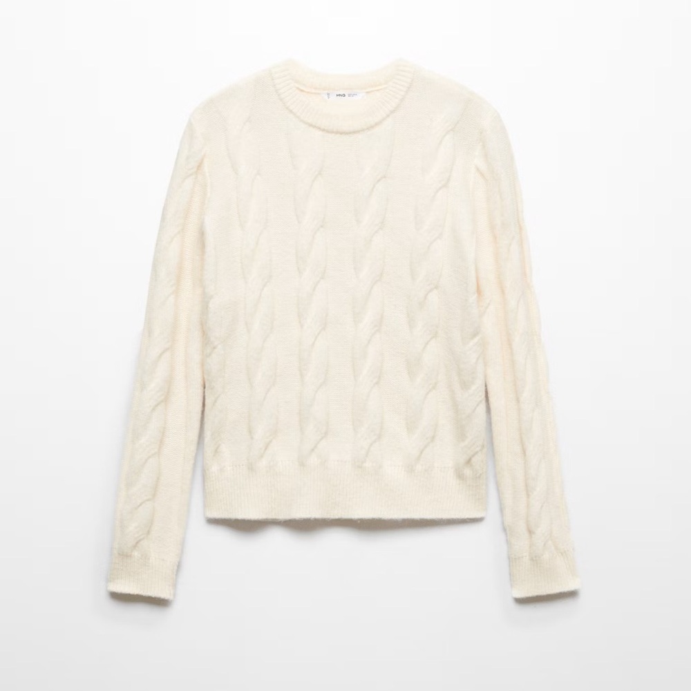 NWT Mango Cable-Knit Sweater White